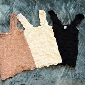 Women's Textured Sleeveless Tops - Black, Cream, and Brown